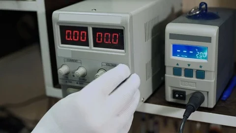 Electrical equipment for electronics repair and electrical current measurement Stock Footage 73937911