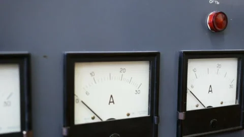 Electrical equipment has built-in display voltmeter and ammeters. Side view, cam Stock Footage 85615212