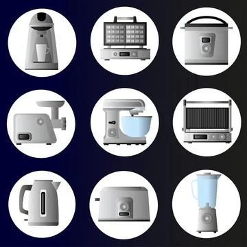 Electrical equipment for the kitchen in white. Stock Illustration