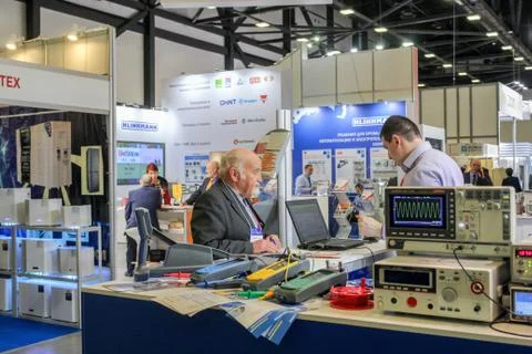 Electrical equipment on the stand. 库存照片