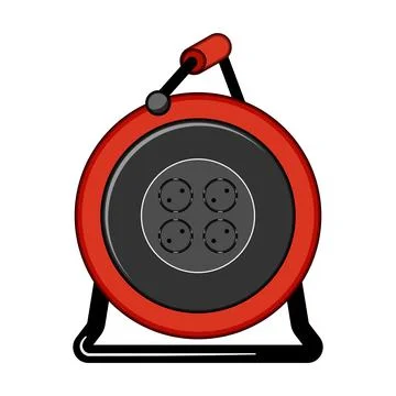 Electrical extension cord reel offering power supply Stock Illustration