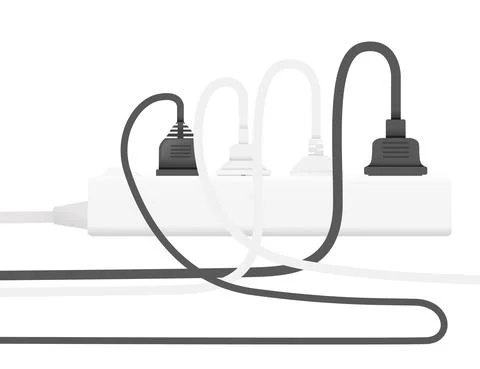 Electrical extension cord type c with tumbler on off white color vector Stock Illustration