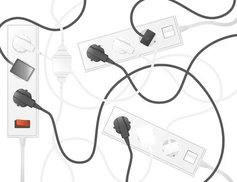 Electrical extension cord type c with tumbler on off white color vector Stock Illustration