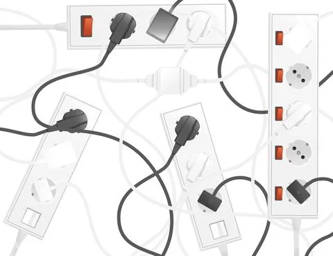 Electrical extension cord type c with tumbler on off white color vector Stock Illustration