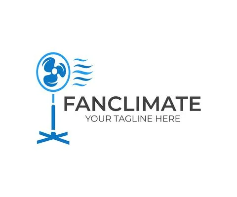 Electrical fan, ventilator, blower and blowhole with wave cool wind, logo Stock Illustration