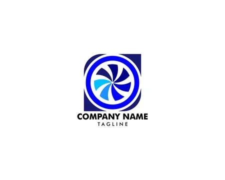 Electrical fan, ventilator, blower and blowhole with wave cool wind logo desi Stock Illustration