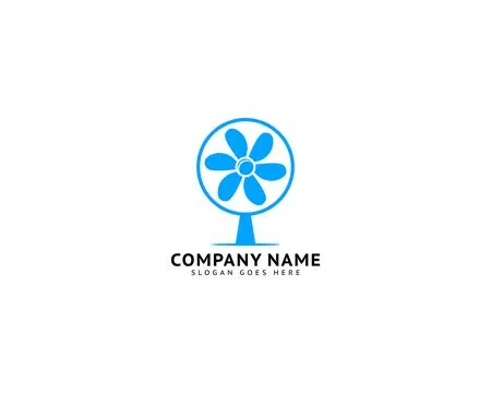 Electrical fan, ventilator, blower and blowhole with wave cool wind logo desi Stock Illustration