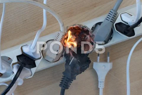 Electrical fire Stock Photos