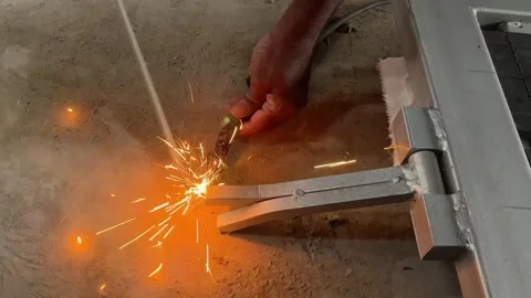 Electrical fire from the welding machine Stock Footage 312322270