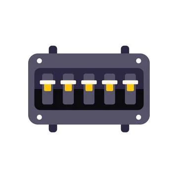 Electrical fuse box distributing electricity with safety switches Stock Illustration