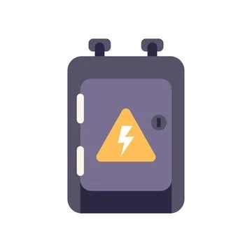 Electrical fuse box with high voltage sign displaying warning symbol Stock Illustration