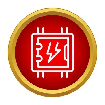 Electrical fuse box icon on red background Stockillustratie