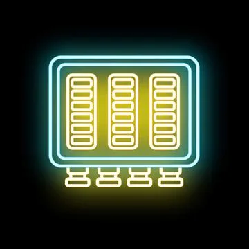 Electrical fuse box neon glowing light icon Stock Illustration