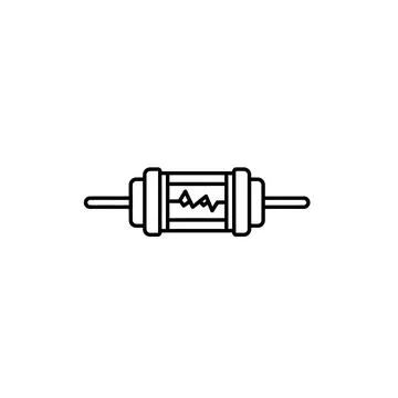 Electrical fuse component line icon on white background Stock Illustration
