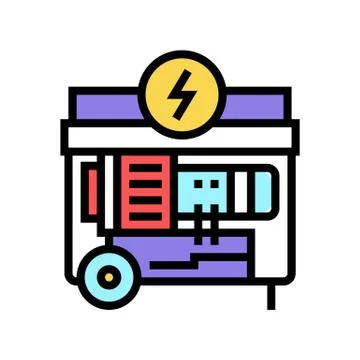 Electrical generator color icon vector flat illustration Illustrazione stock
