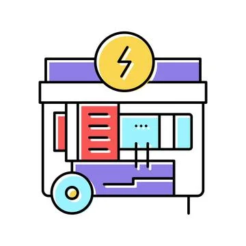 Electrical generator color icon vector flat illustration Stock Illustration