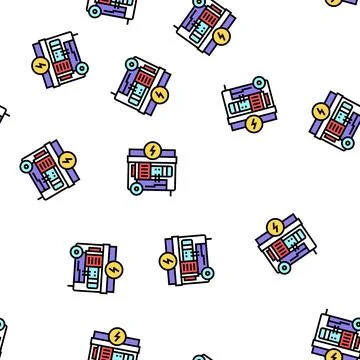 Electrical generator color icon vector flat illustration Stock Illustration