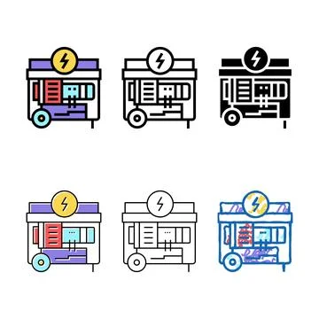 Electrical generator color icon vector variety flat Illustrazione stock