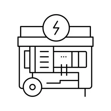 Electrical generator line icon vector black illustration 스톡 일러스트