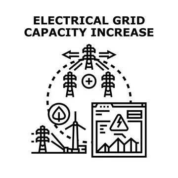 Electrical grid capacity increasing smart energy management Stock Illustration