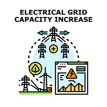Electrical grid capacity increasing smart energy management Stockillustratie