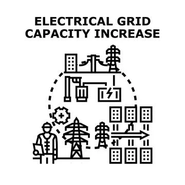 Electrical grid capacity increasing for urban infrastructure Stock Illustration