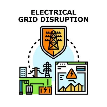 Electrical grid disruption causing energy supply problems Stock Illustration