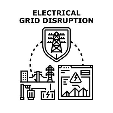 Electrical grid disruption causing energy supply problems Stock Illustration