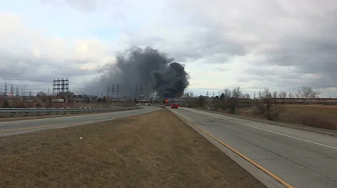 Electrical grid explosion and fire at transformer station Stock Footage 36753059