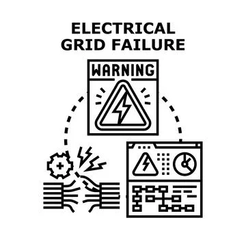 Electrical grid failure warning concept illustration Stock Illustration