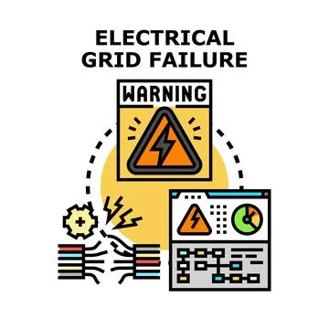 Electrical grid failure warning concept illustration Stock Illustration