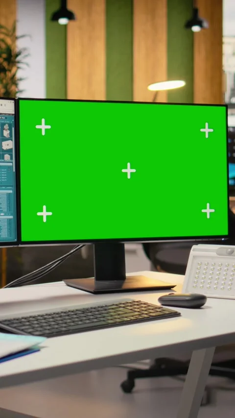 Electrical grid infrastructure data on green screen PC providing insights Stock Footage 315415901