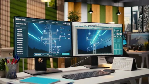 Electrical grid infrastructure data providing insights for digital energy audits Stock Footage 315613529