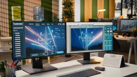 Electrical grid infrastructure data providing insights for digital energy audits Stock Photos