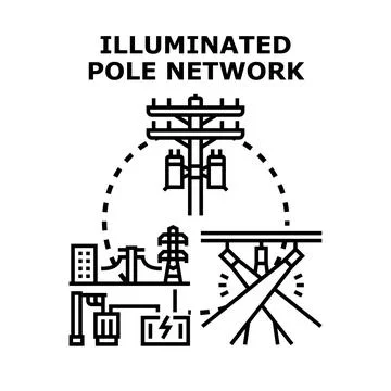 Electrical grid network infrastructure receiving generating power Stock Illustration