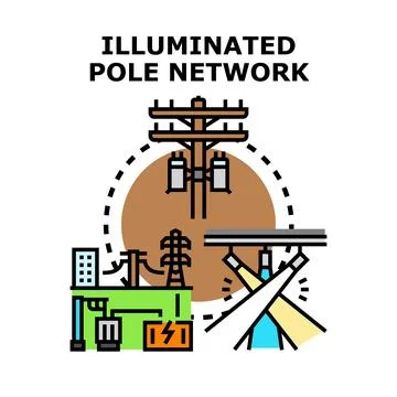 Electrical grid network infrastructure receiving generating power Stock Illustration