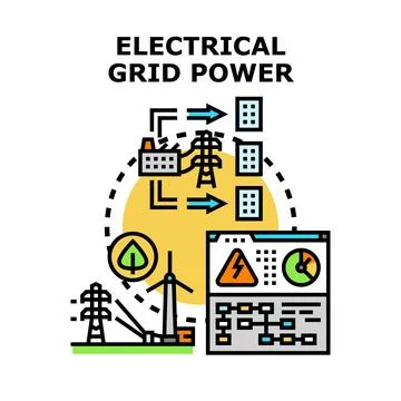 Electrical grid power generating distributing electricity concept Stock Illustration
