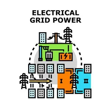 Electrical grid power global energy distribution system Stock Illustration