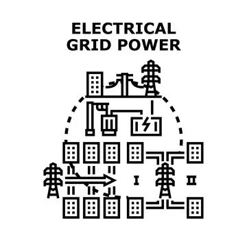 Electrical grid power global energy distribution system Stockillustratie