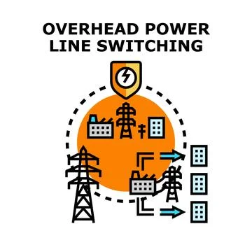 Electrical grid power line switching system concept Stock Illustration