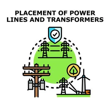 Electrical grid power lines and energy distribution system Stock Illustration