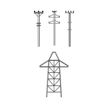 Electrical grid pylons and utility poles illustration Stock Illustration