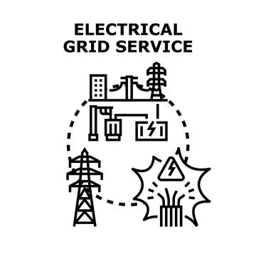 Electrical grid service providing energy delivery infrastructure Stock Illustration