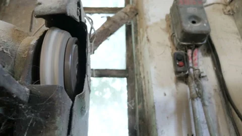 Electrical grinder in workshop. Outdated equipment in the workshop Stock Footage 89067261