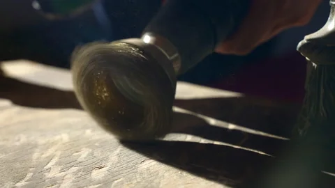 Electrical grinding machine with round metal nozzle for removing old colour Video stock 234982411