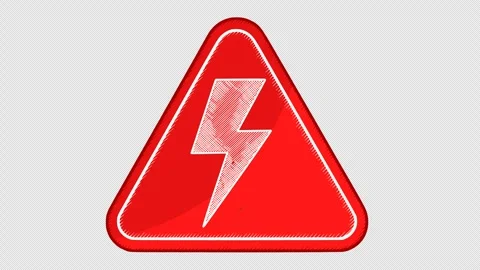 Electrical hazard high voltage warning sign animation Stock Footage 347748219