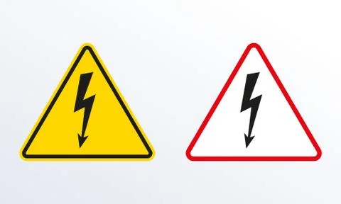 Electrical hazard sign set  with lightning or thunder icon. High voltage sign. Stock Illustration