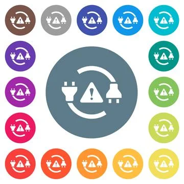 Electrical hazard solid flat white icons on round color backgrounds イラスト素材