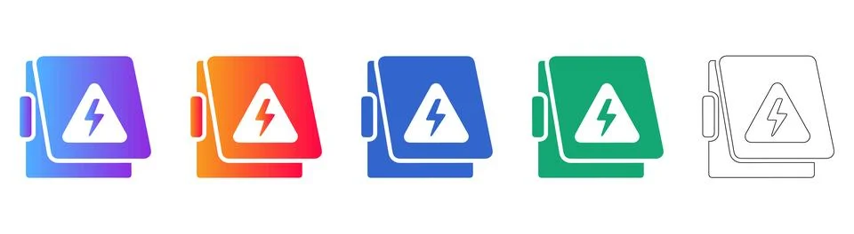 Electrical Hazard Warning Icons Set イラスト素材