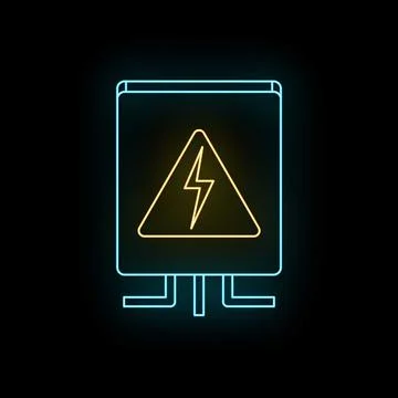 Electrical hazard warning sign glowing with neon light イラスト素材